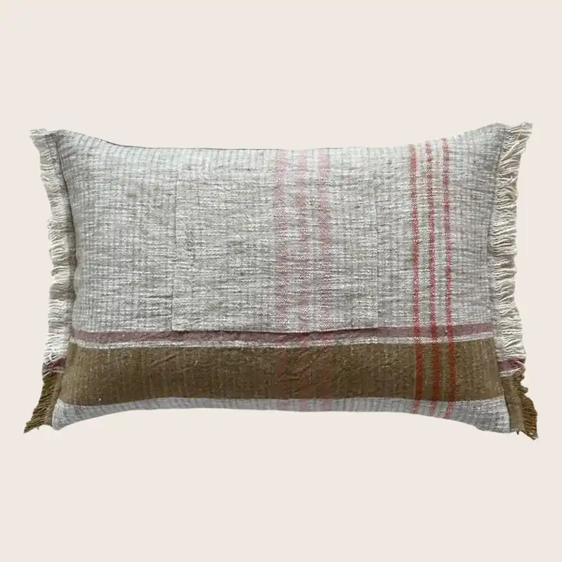 Handspun Cotton Apron Pocketed Lumbar Pillow - Threads Soft Goods