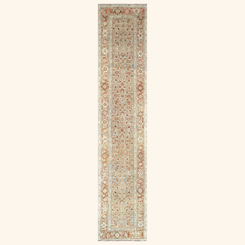 Red Blue Vintage Antique Traditional Melayer Wool Runner - 3'3" x 16'
