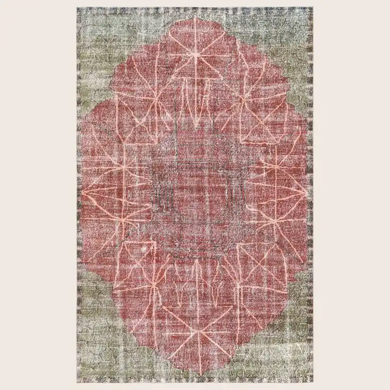 Red Vintage Antique Traditional Deco Wool Rug - 6'6" x 10'3"