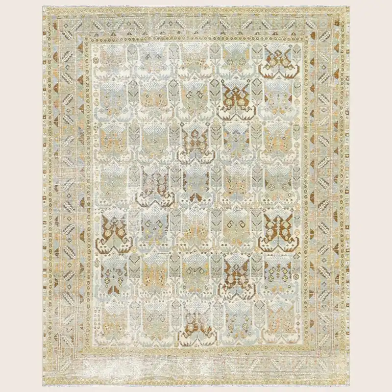 Ivory Vintage Antique Traditional Melayer Wool Rug - 4'8" x 5'8"