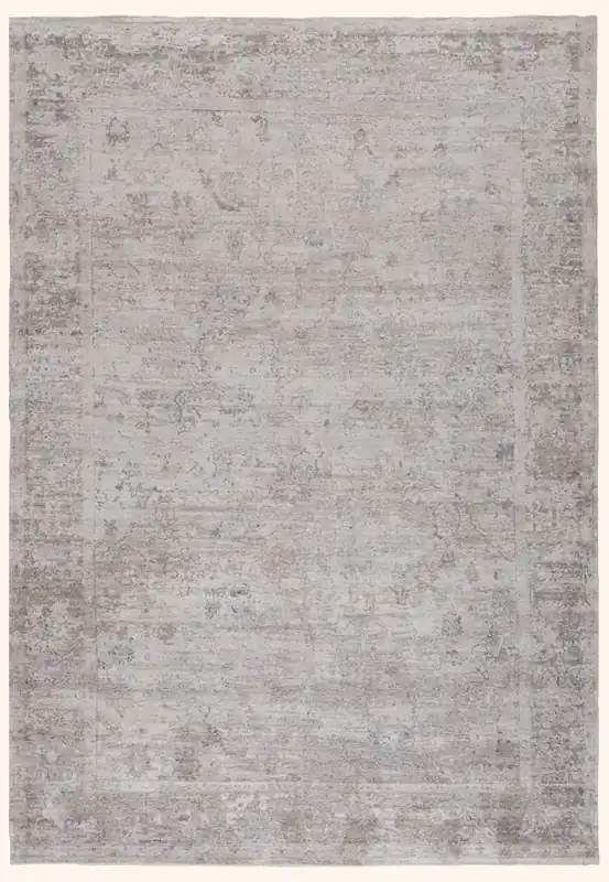 Grey Traditional Silk Wool Linen Blend Rug - 8'2" x 10'2"
