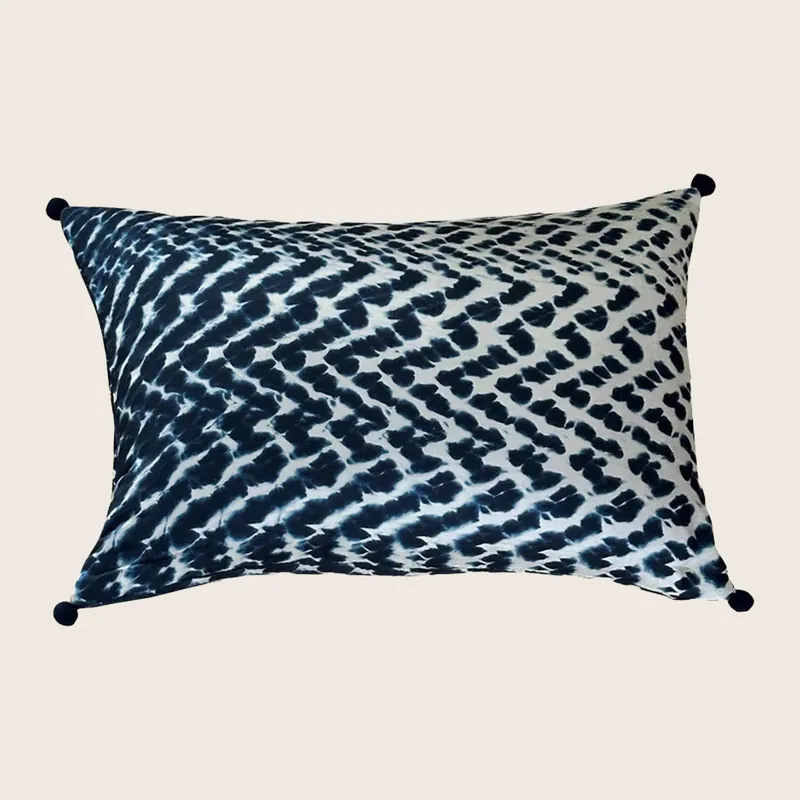 Shibori Waves Silk Lumbar Pillow 16x24 - Threads Soft Goods (Drop Ship)