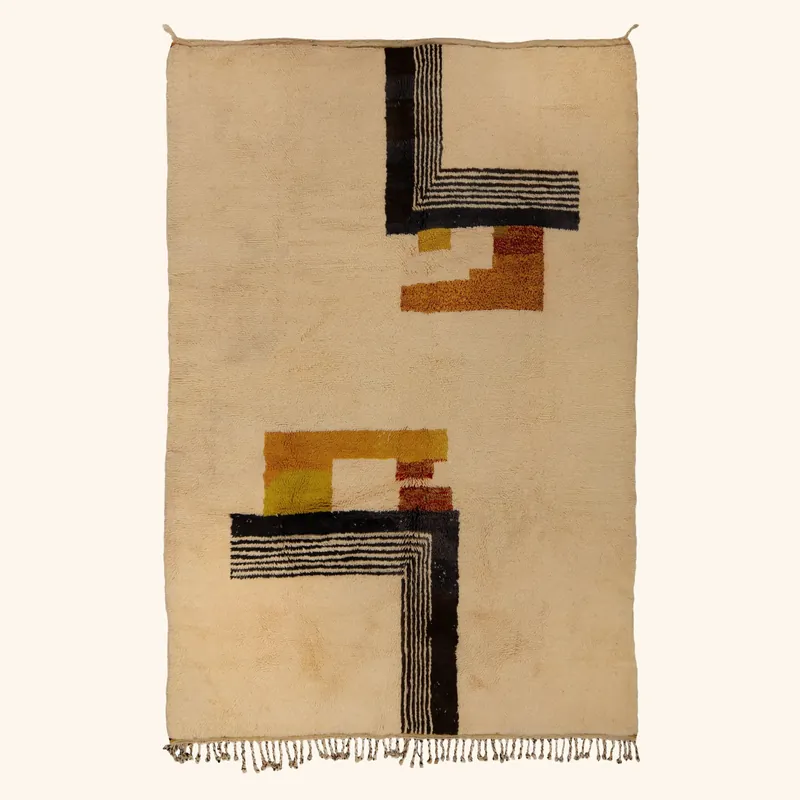 Ivory Multi Berber Wool Rug - 6'7" x 9'10"