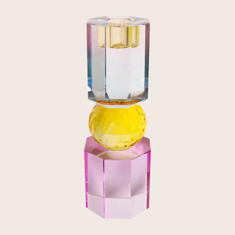 XL Tri Color Crystal Candle Holder - EJA International ApS