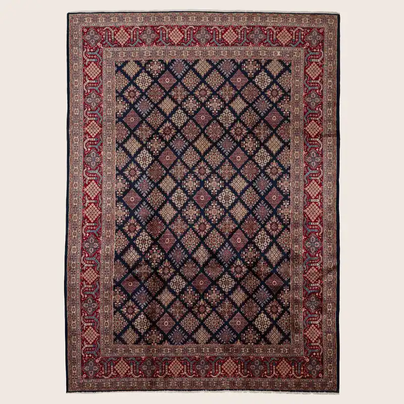 Black Traditional Persian Joshegan Wool Rug - 8'2" x 11'3"