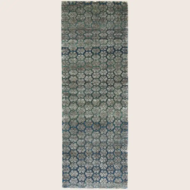 Blue Alchemy Transitional Wool Silk Blend Runner - 2'1" x 6'
