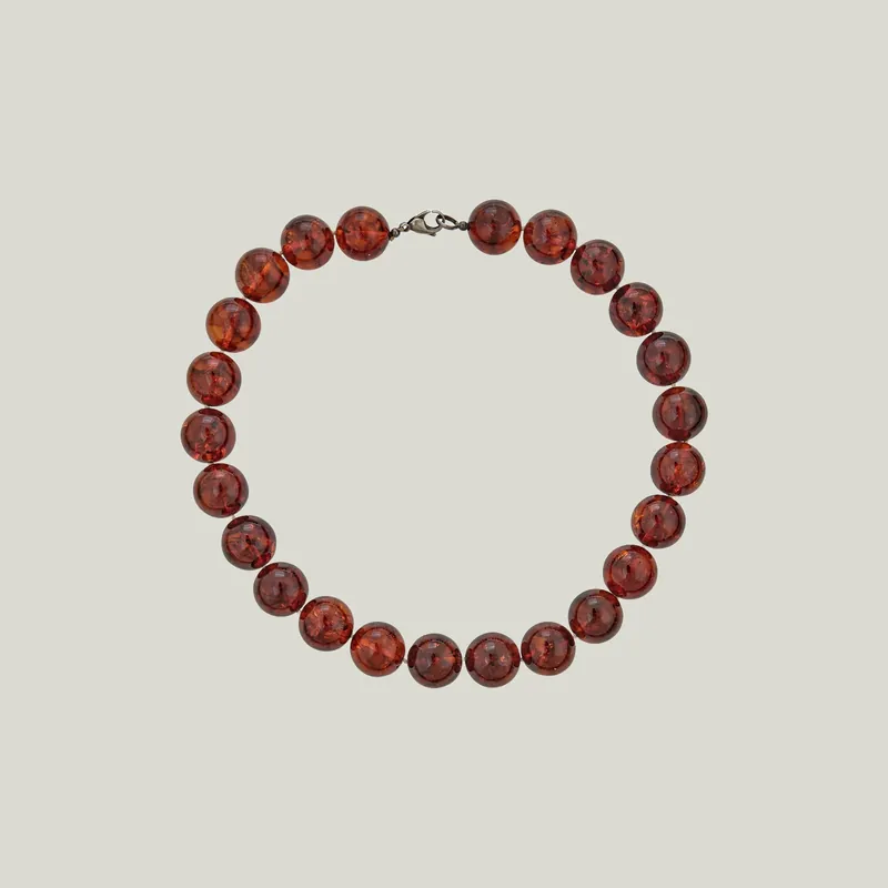 Single Strand GIA Certified Amber Bead Necklace - Odeon Collection (Leased)