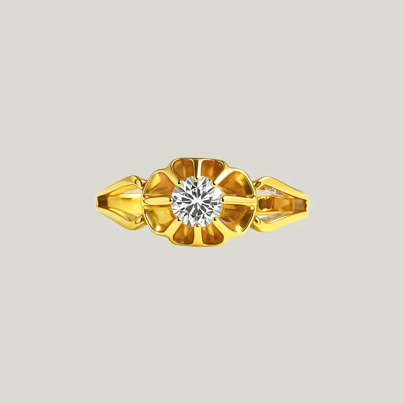 Victorian 18K Yellow Gold 0.3 ct. Diamond ring - Odeon Collection (Leased)