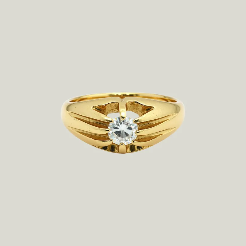 Retro 18KYG 0.4 ct Diamond Ring - Odeon Collection (Leased)