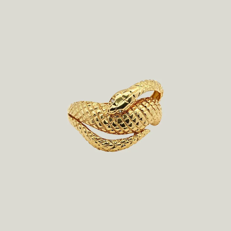 Vintage 18KYG Diamond Back Snake Ring - Odeon Collection (Leased)