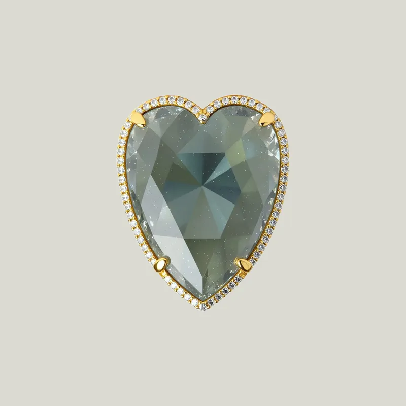14KYG Labradorite Diamond Heart Ring - Odeon Collection (Leased)