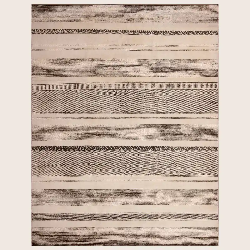 Black White Zameen Transitional Wool Rug - 9'4" x 11'9"