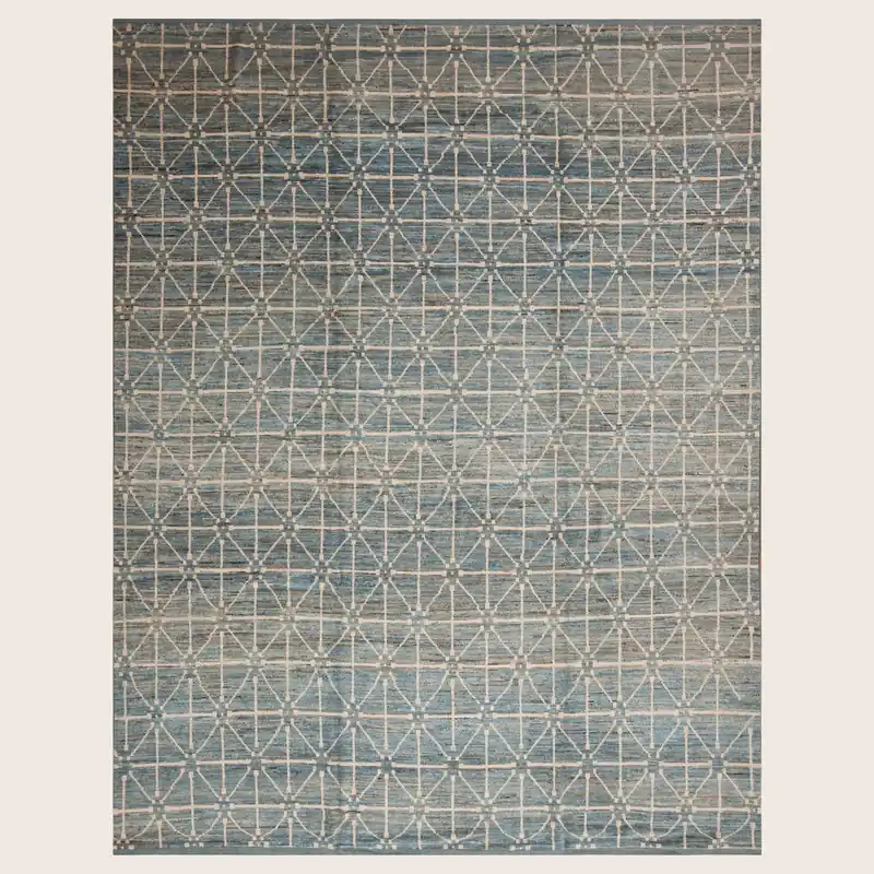 Blue Zameen Transitional Wool Rug - 9'5" x 12'4"