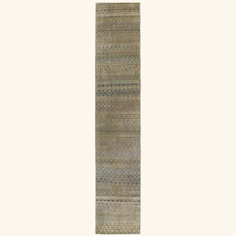 Beige Multi Alchemy Transitional Silk Wool Blend Runner - 2'10" x 15'1"