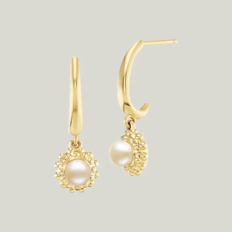 Pearl Sea Urchin Drop Hoops - AnaKatarina Design (Consigned)