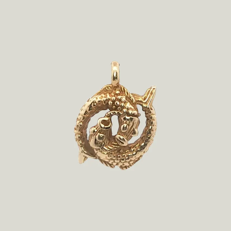 14K Gold Pisces Astrological Charm Pendant 2.18grs - Odeon Collection (Leased)