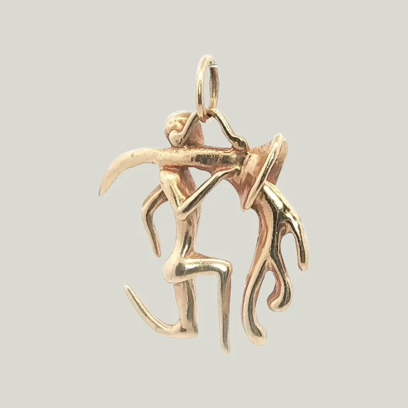 14K Gold Aquarius Astrological Charm Pendant 3.57grs - Odeon Collection (Leased)