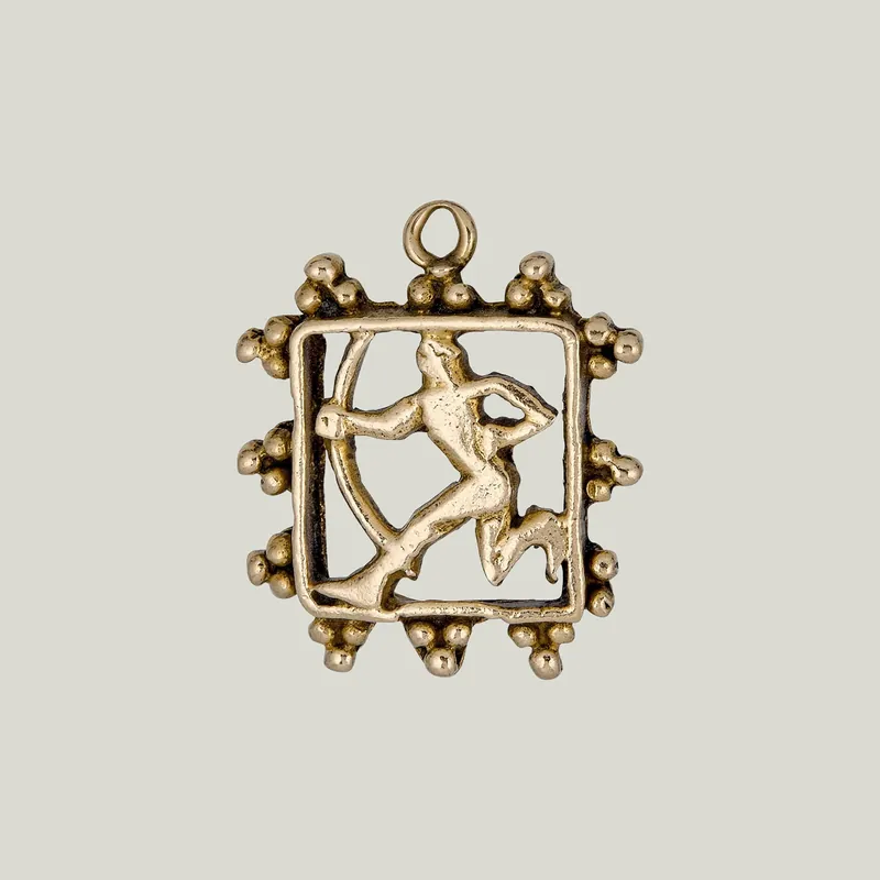 14K Gold Sagittarius Astrological Charm Pendant 1.72grs - Odeon Collection (Leased)
