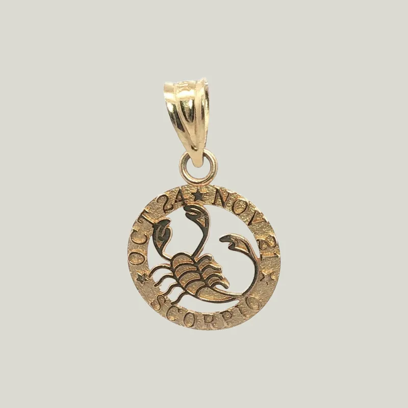 14K Gold Scorpio Astrological Charm Pendant 0.69grs - Odeon Collection (Leased)