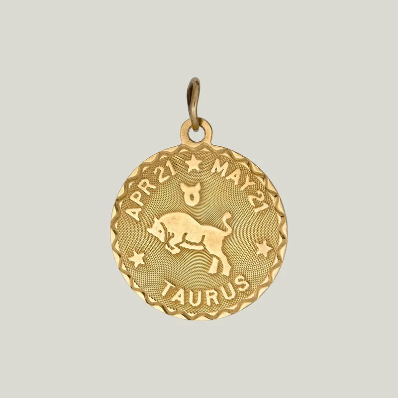 14K Gold Taurua Astrological Charm Pendant 1.46grs - Odeon Collection (Leased)