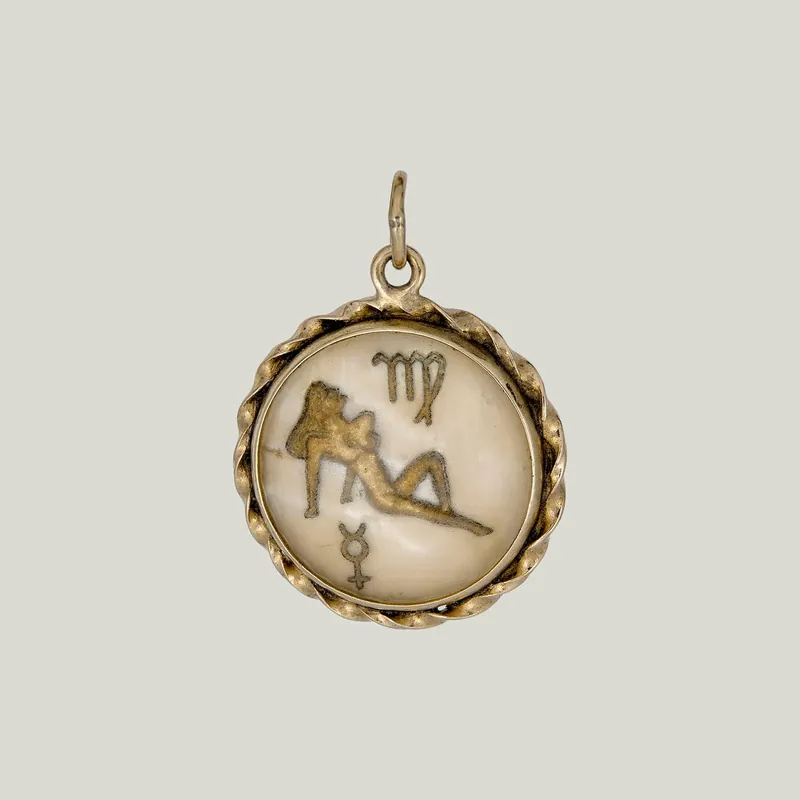 14K Gold Virgo Astrological Charm Pendant 2.57grs - Odeon Collection (Leased)