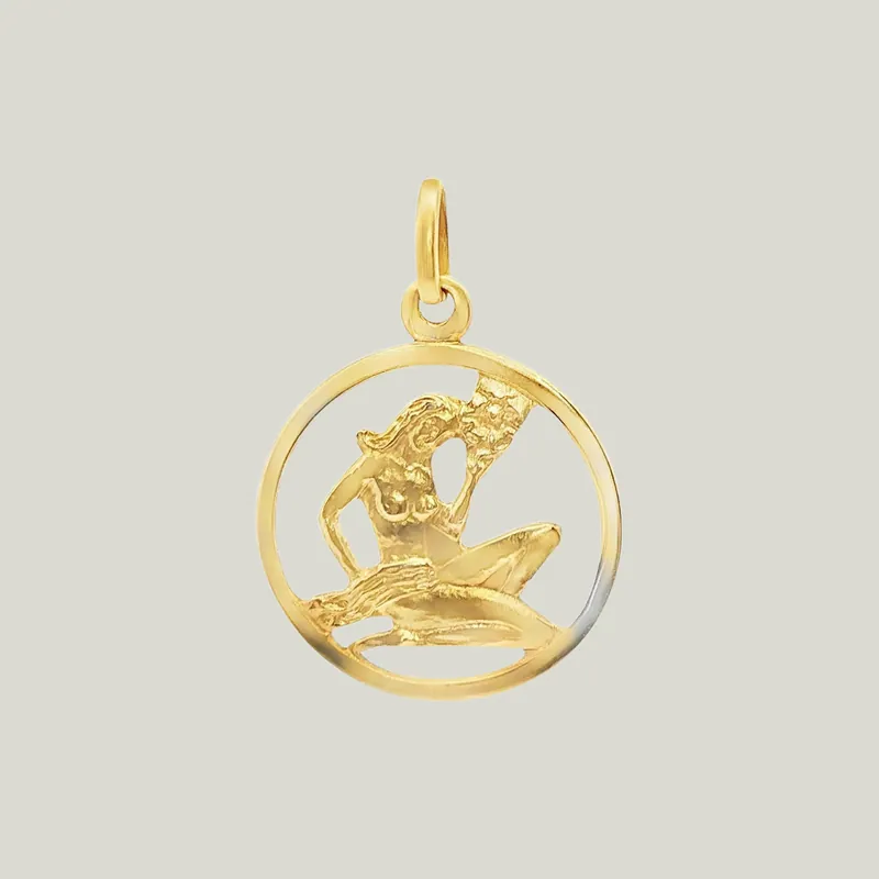 14K Gold Virgo Astrological Charm Pendant 3.47grs - Odeon Collection (Leased)