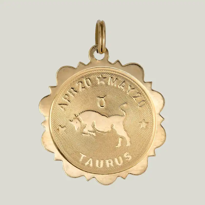 14K Gold Taurus Astrological Charm Pendant 1.12grs - Odeon Collection (Leased)