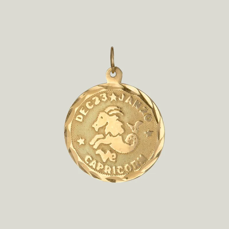 14K Gold Capricorn Astrological Charm Pendant 0.71grs - Odeon Collection (Leased)