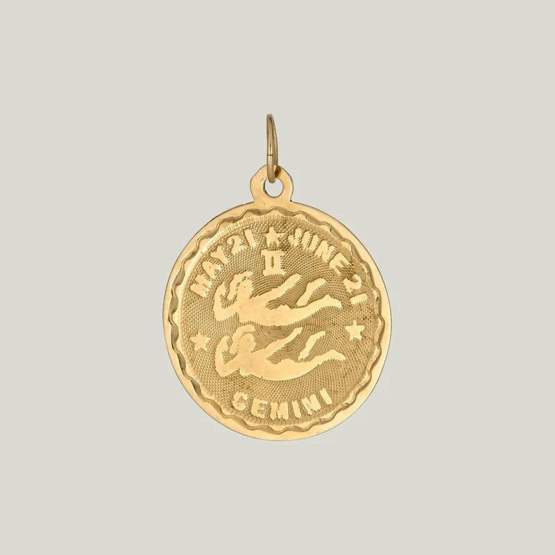 14K Gold Gemini Astrological Charm Pendant 1.05grs - Odeon Collection (Leased)