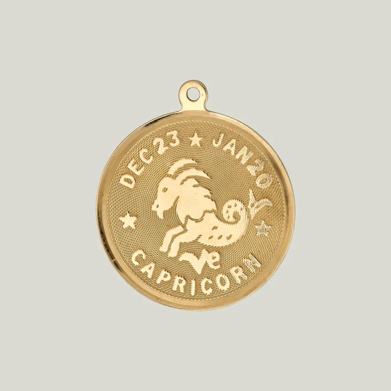 14K Gold Capricorn Astrological Charm Pendant 1.79grs - Odeon Collection (Leased)