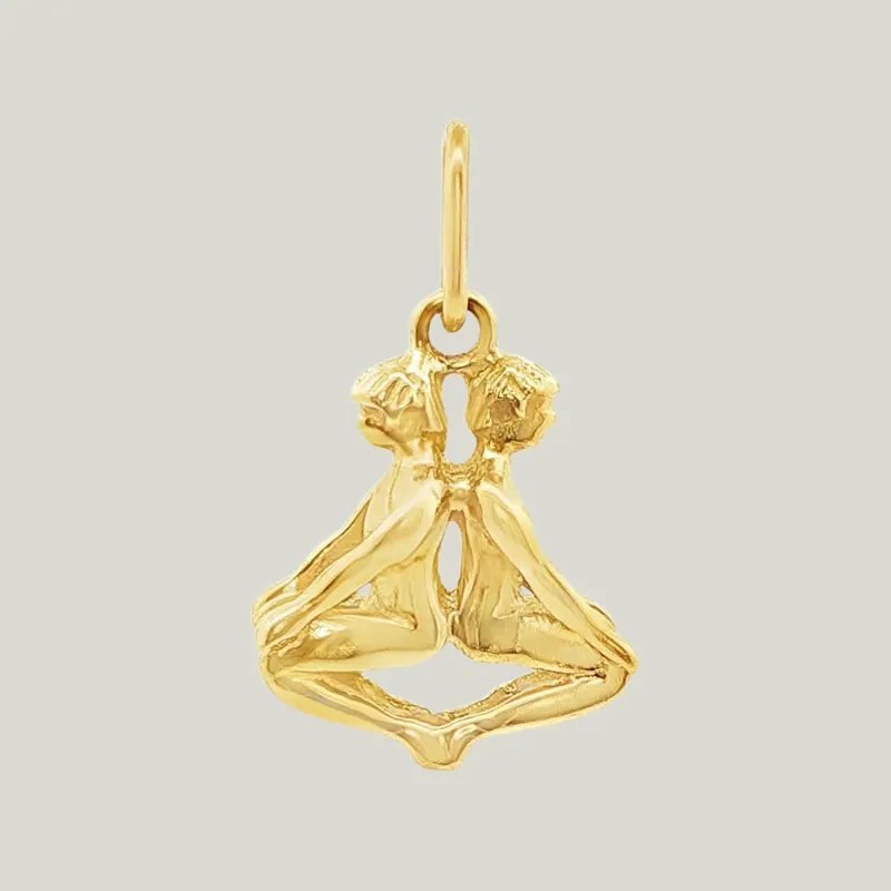 14K Gold Gemini Astrological Charm Pendant 2.53grs - Odeon Collection (Leased)