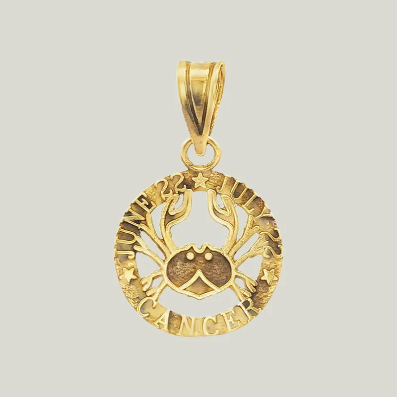 14K Gold Cancer Astrological Charm Pendant 0.63grs - Odeon Collection (Leased)