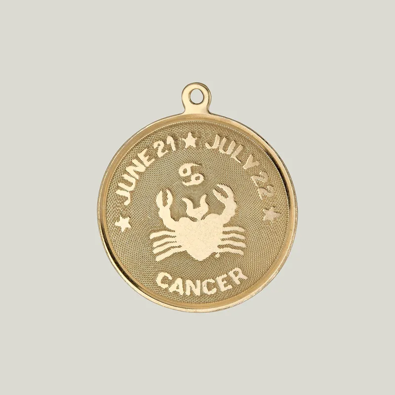 14K Gold Cancer Astrological Charm Pendant 1.53grs - Odeon Collection (Leased)
