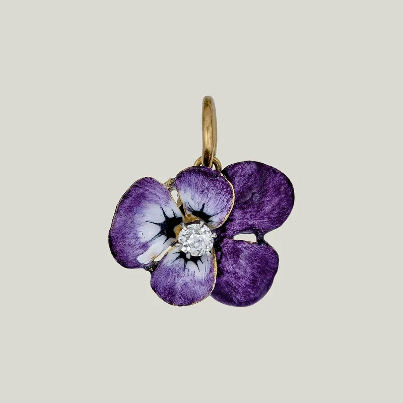 14KYG Purple and White 0.15 ct. Diamond Pansy Pendant - Odeon Collection (Leased)