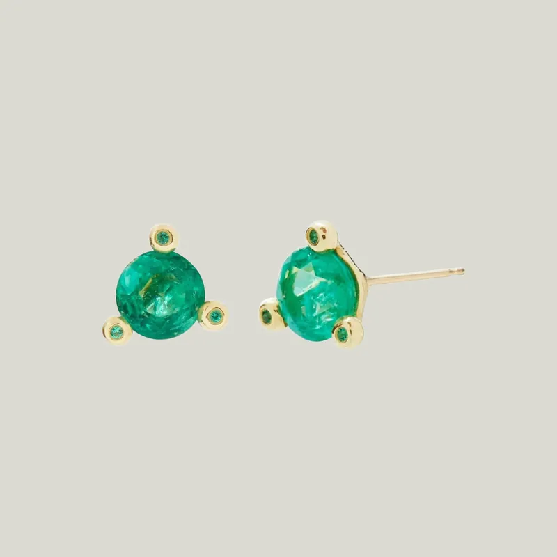 Emerald Solitaire Stud - Scosha (Consigned)