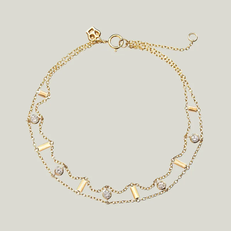 Double Chain Diamond Tinsel Bracelet in Gold - Scosha (Consigned)