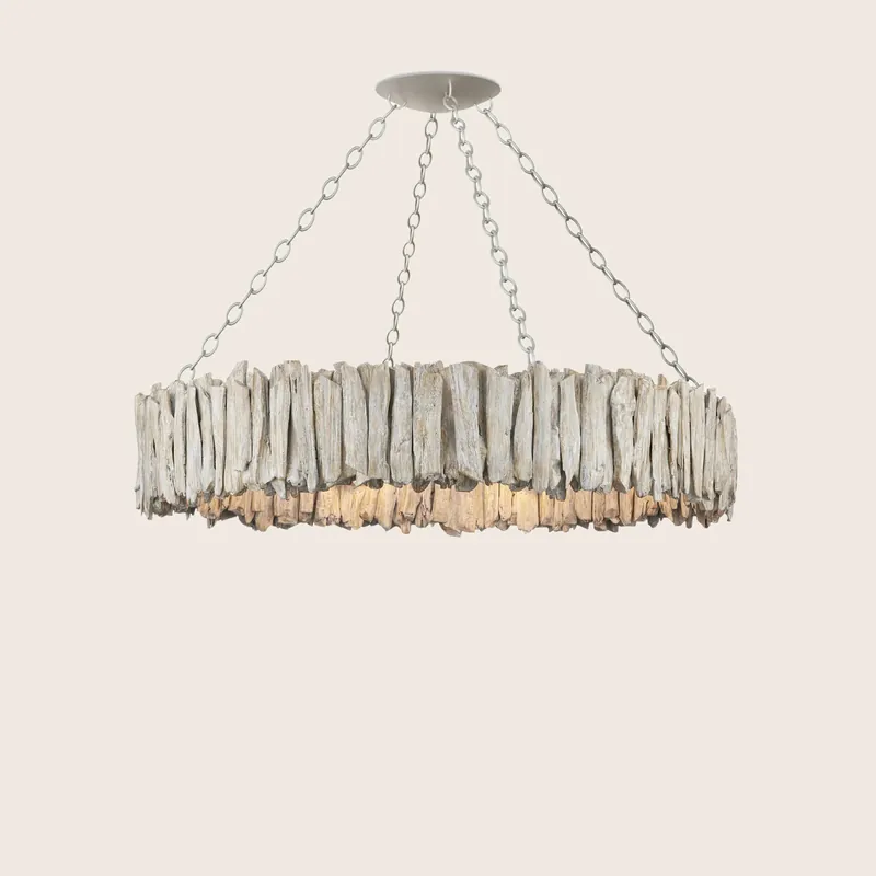 Driftwood Whitewash Ring Chandelier - Currey & Company
