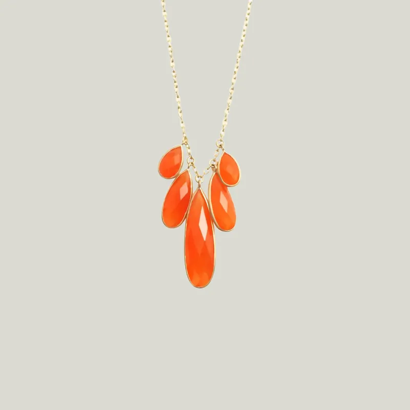 Carnelian 5 Drop Graduated Teardrop Necklace - Kothari (Leased)