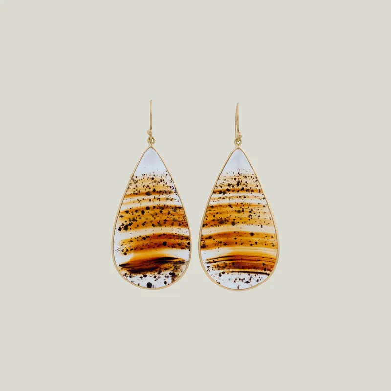 Montana Agate Drop Earrings - Kothari (Leased)