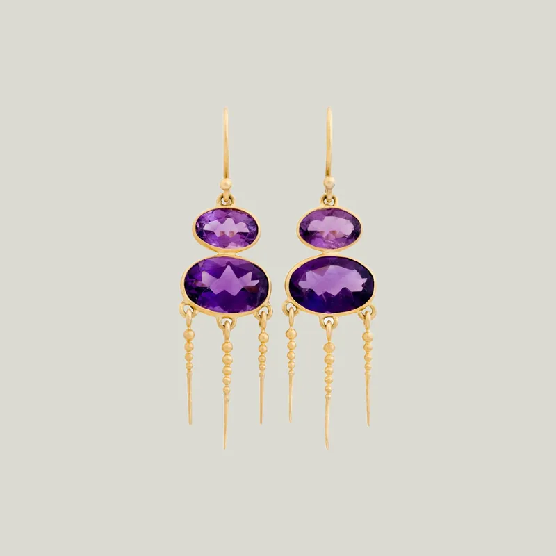Short Mantis Earrings In Amethyst - Kothari (Leased)