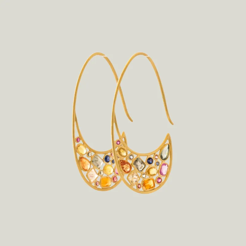 Mix-It-Up Modern Hoop Earrings In Multicolor Sapphires
