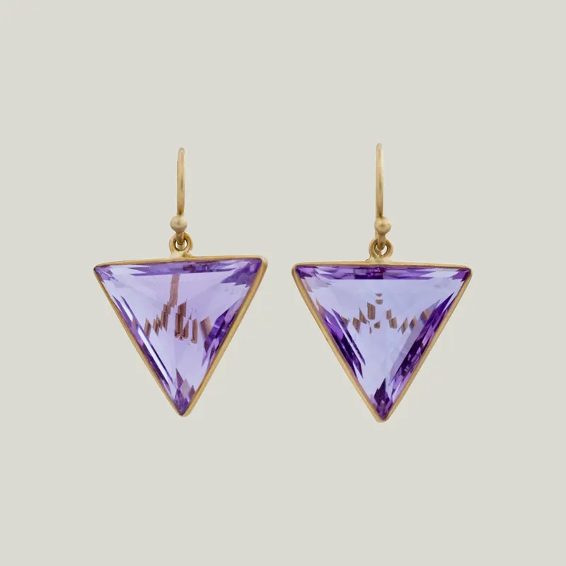 Amethyst Triangle Earrings - Kothari (Leased)