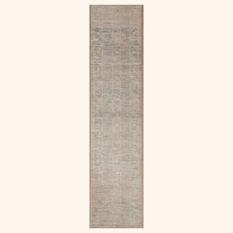 Blue Zameen Transitional Wool Runner - 3'4" x 13'1"