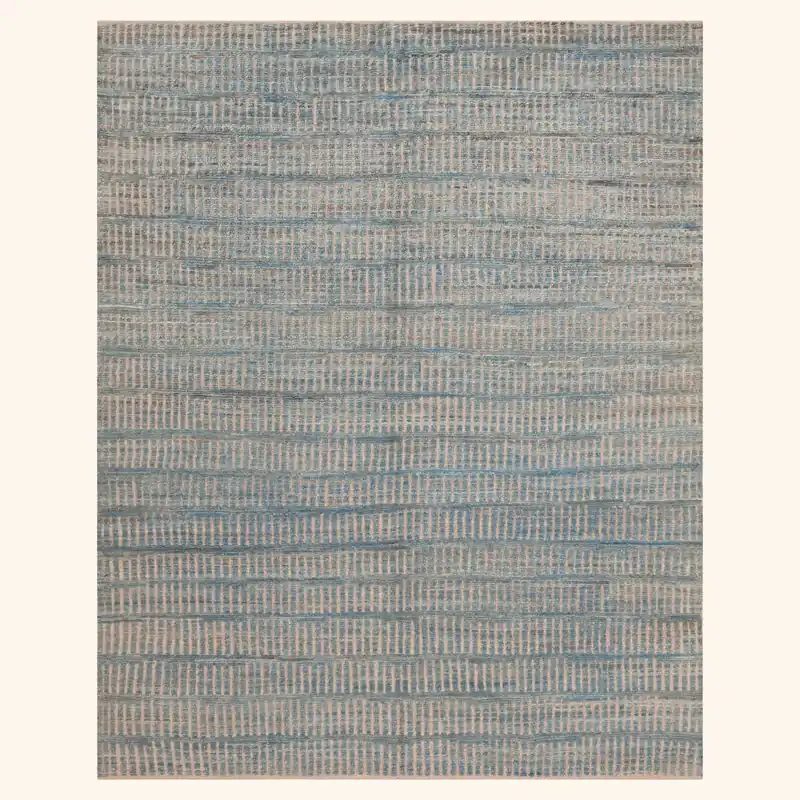 Blue Zameen Transitional Wool Rug - 6'3" x 8'