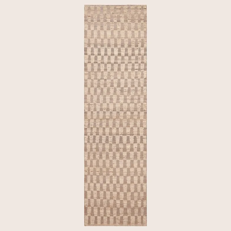 Beige Zameen Transitional Wool Runner - 3'6" x 12'1"