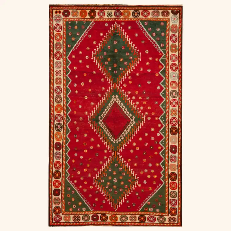 Red Vintage Traditional Persian Gabbeh Wool Rug - 4'3" x 7'