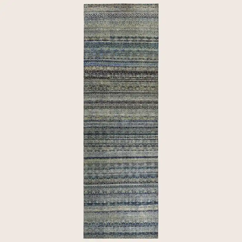 Blue Alchemy Traditional Silk Wool Blend Runner - 4'1" x 13'5"