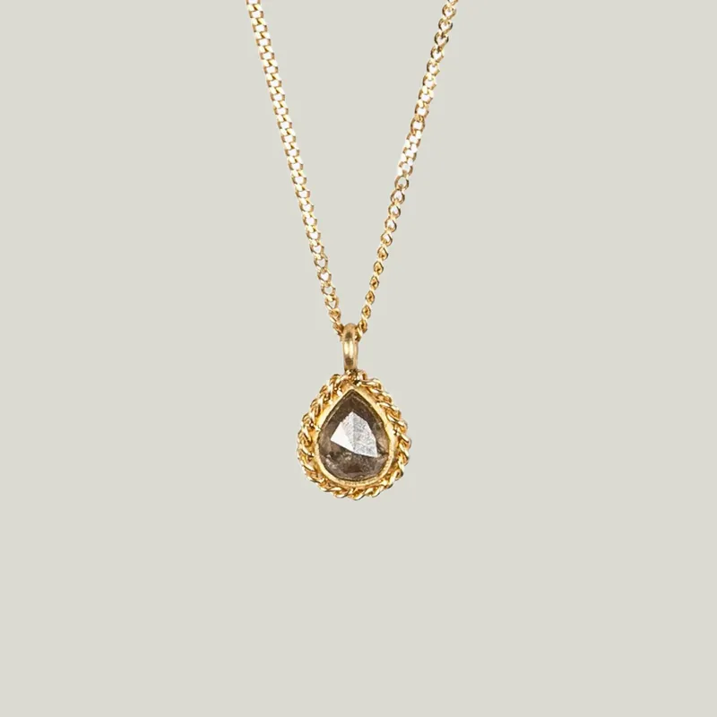 Teardrop Speckled Champagne Diamond Necklace - Amali (Consigned)