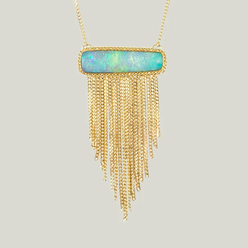 Black Opal Tassel Necklace - Amali (Consigned)