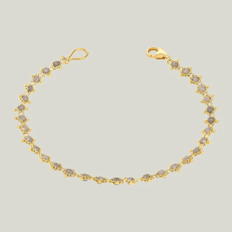 Gold And Silver Diamond Textile Breacelet - Amali (Consigned)